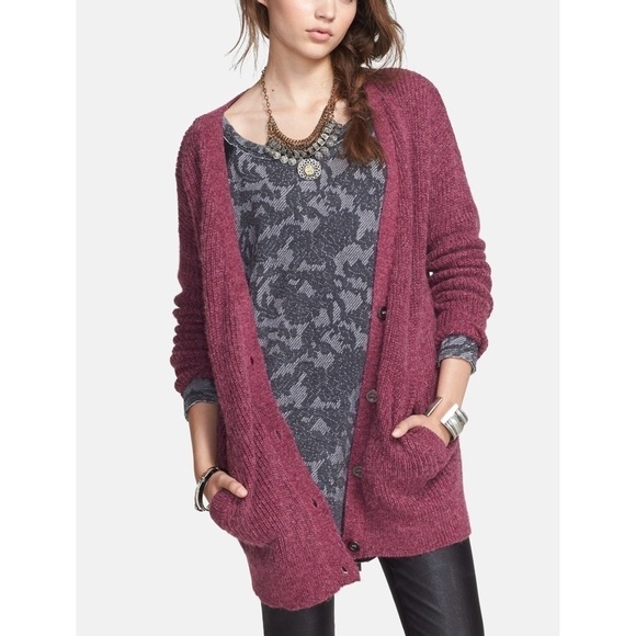Free People Cloudy Day Wool Alpaca Blend Oversized Cardigan Sweater XS - Picture 1 of 10